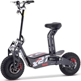 A black and red electric scooter displayed against a plain white background.